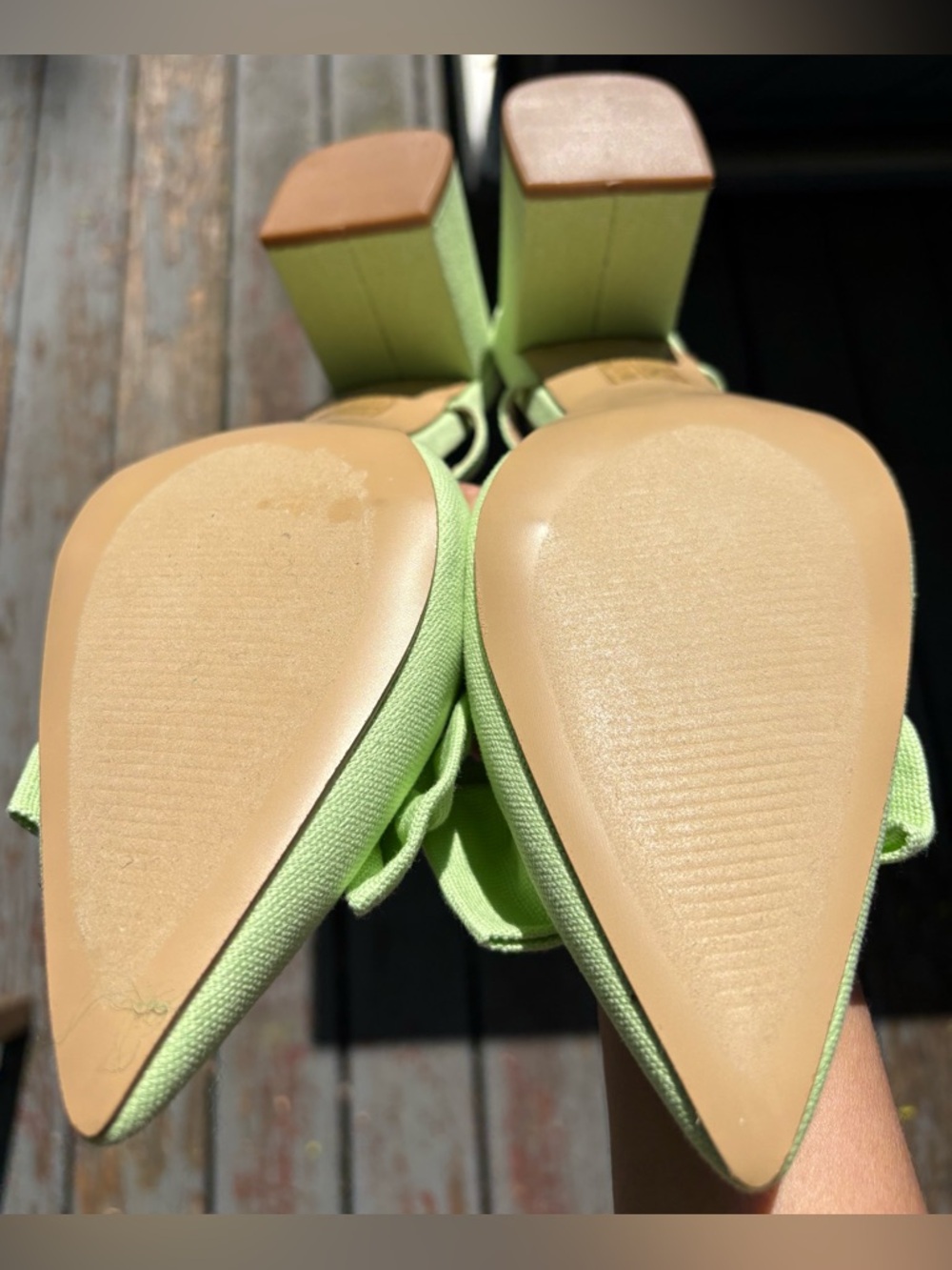 NWOT-Journee Collection Women’s Pointed Toe Bow Slingback Heels - Light Green - Picture 5 of 6